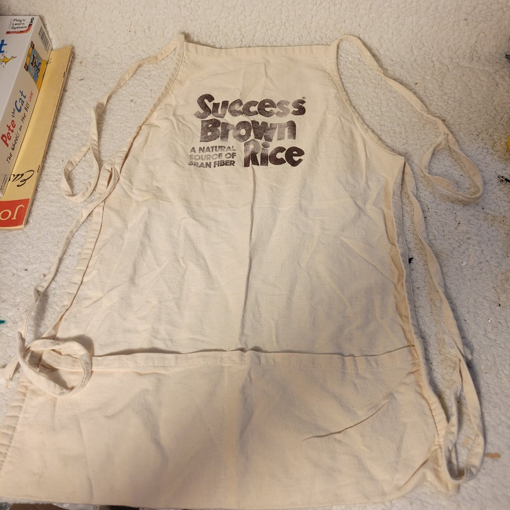 Vintage Success Brown Rice Apron Natural Cotton Canvas Made in USA Augusta Pocke
